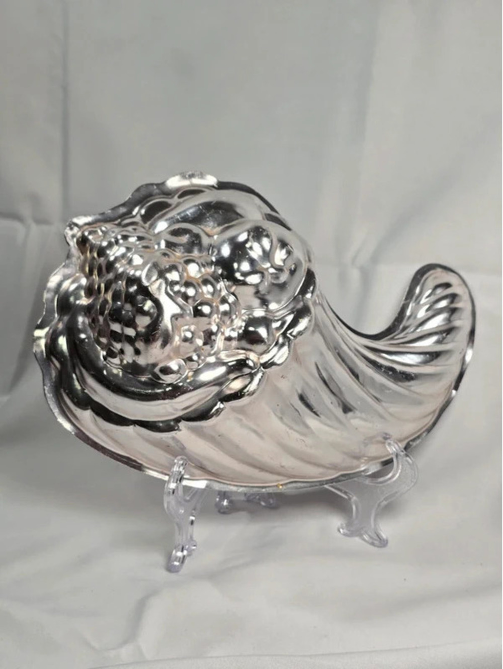 Vintage Aluminum Cornucopia Jello Mold Fruit Thanksgiving Decor